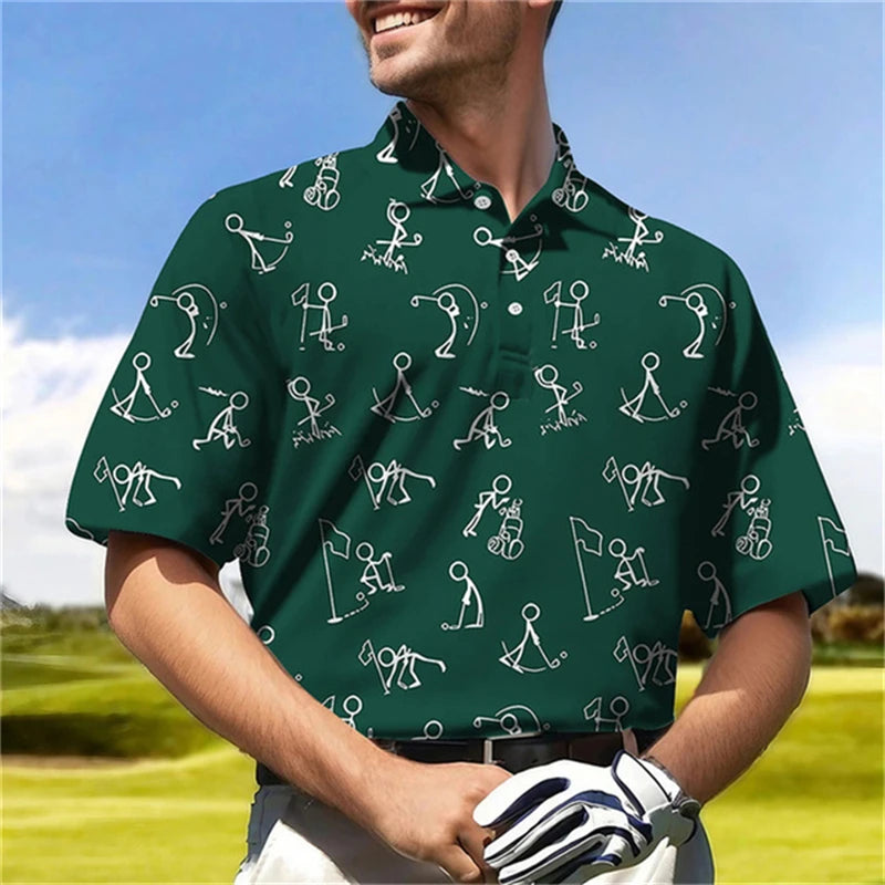 Fun 3D Printed Golf Polo Shirt - Breathable & Comfortabl