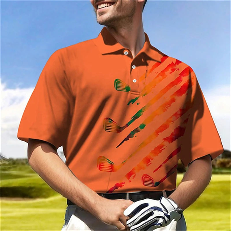 Fun 3D Printed Golf Polo Shirt - Breathable & Comfortabl