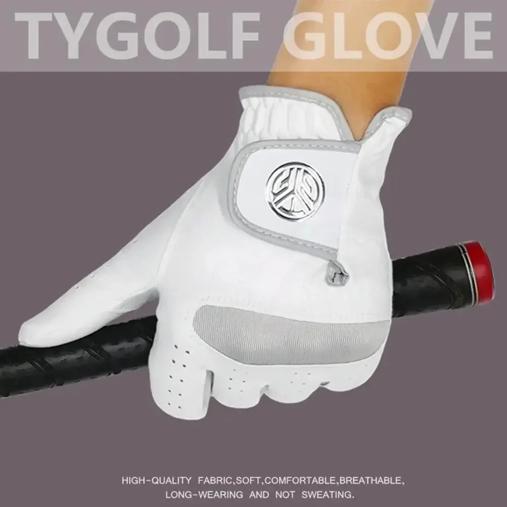 Men's Left-Hand Golf Glove - Breathable, Soft Fiber, White
