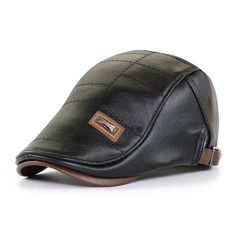 High-Quality Leather Beret Hat for Men