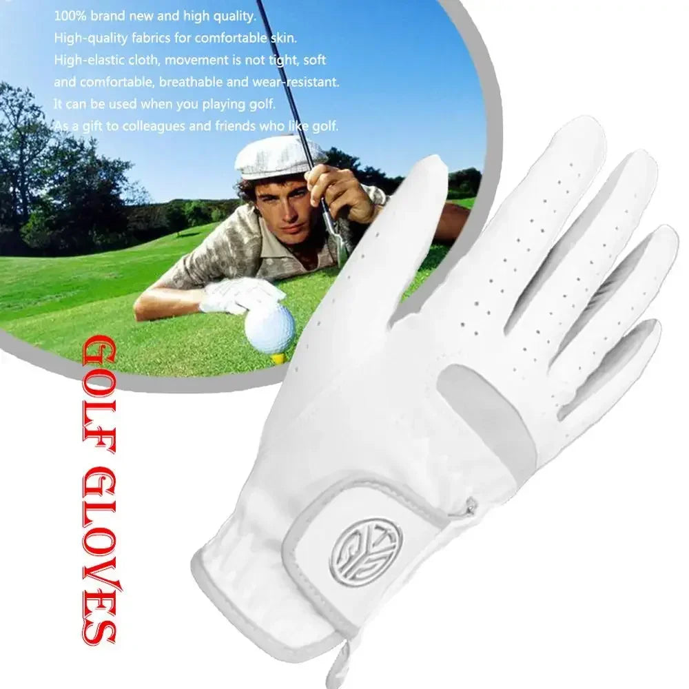 Men's Left-Hand Golf Glove - Breathable, Soft Fiber, White