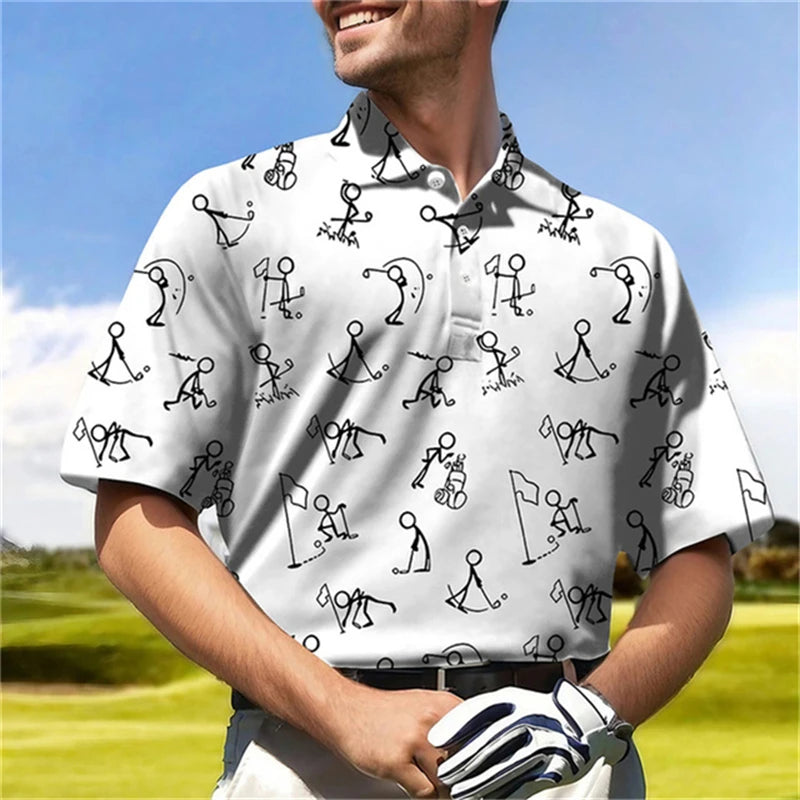 Fun 3D Printed Golf Polo Shirt - Breathable & Comfortabl