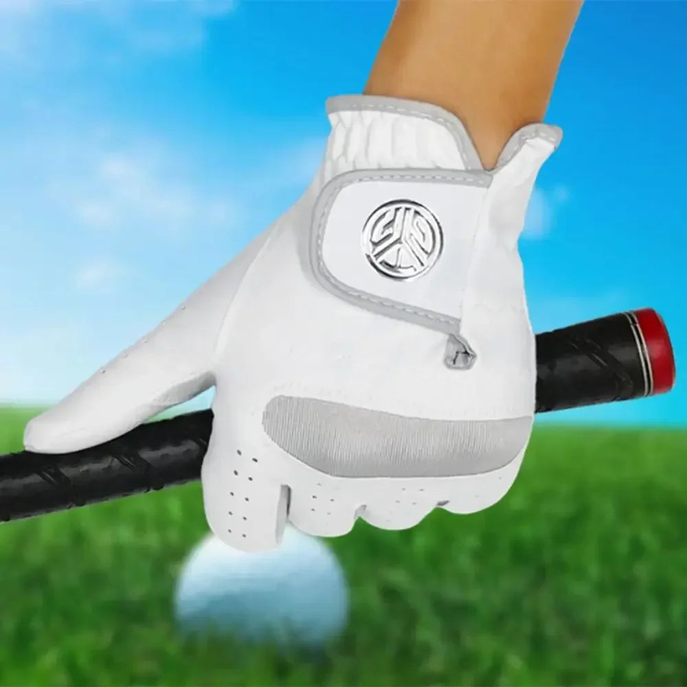 Men's Left-Hand Golf Glove - Breathable, Soft Fiber, White