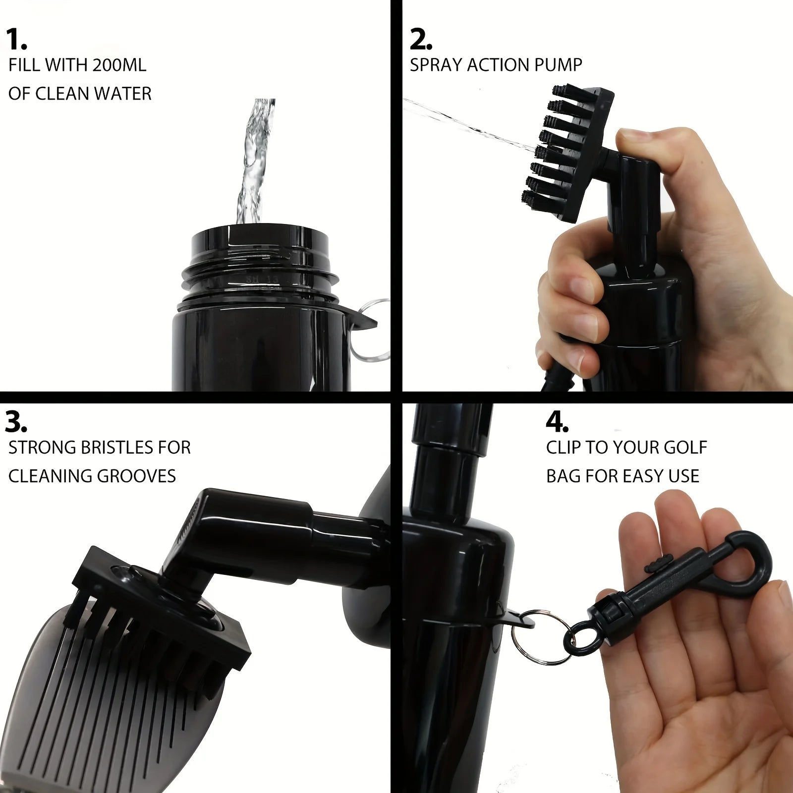 Portable Golf Cleaning Kit – Water Brush, Carabiner & Groove Sharpener