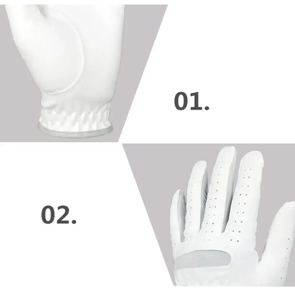 Men's Left-Hand Golf Glove - Breathable, Soft Fiber, White