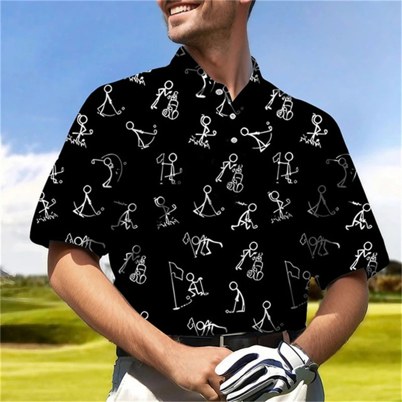 Fun 3D Printed Golf Polo Shirt - Breathable & Comfortabl