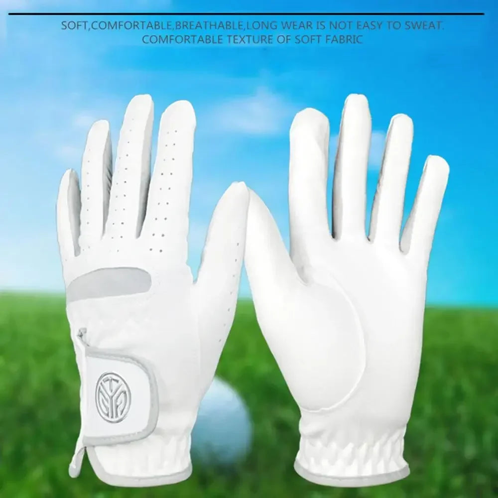 Men's Left-Hand Golf Glove - Breathable, Soft Fiber, White