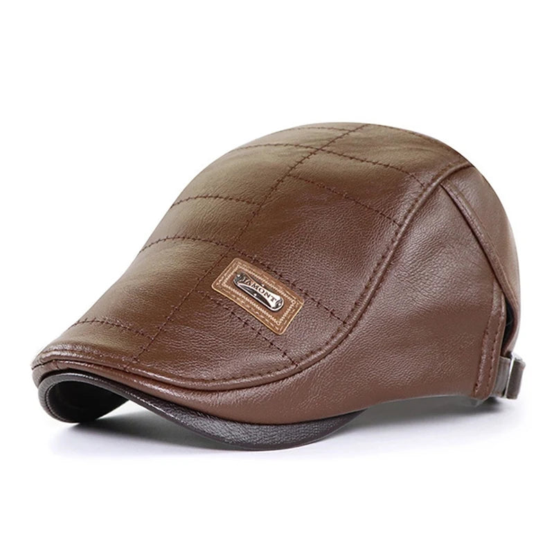 High-Quality Leather Beret Hat for Men