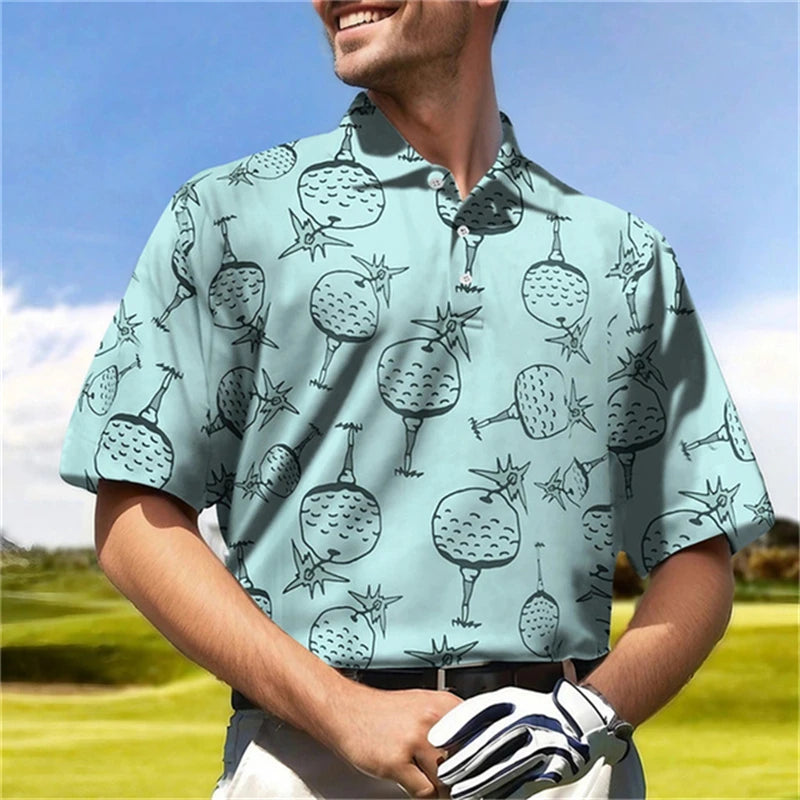 Fun 3D Printed Golf Polo Shirt - Breathable & Comfortabl