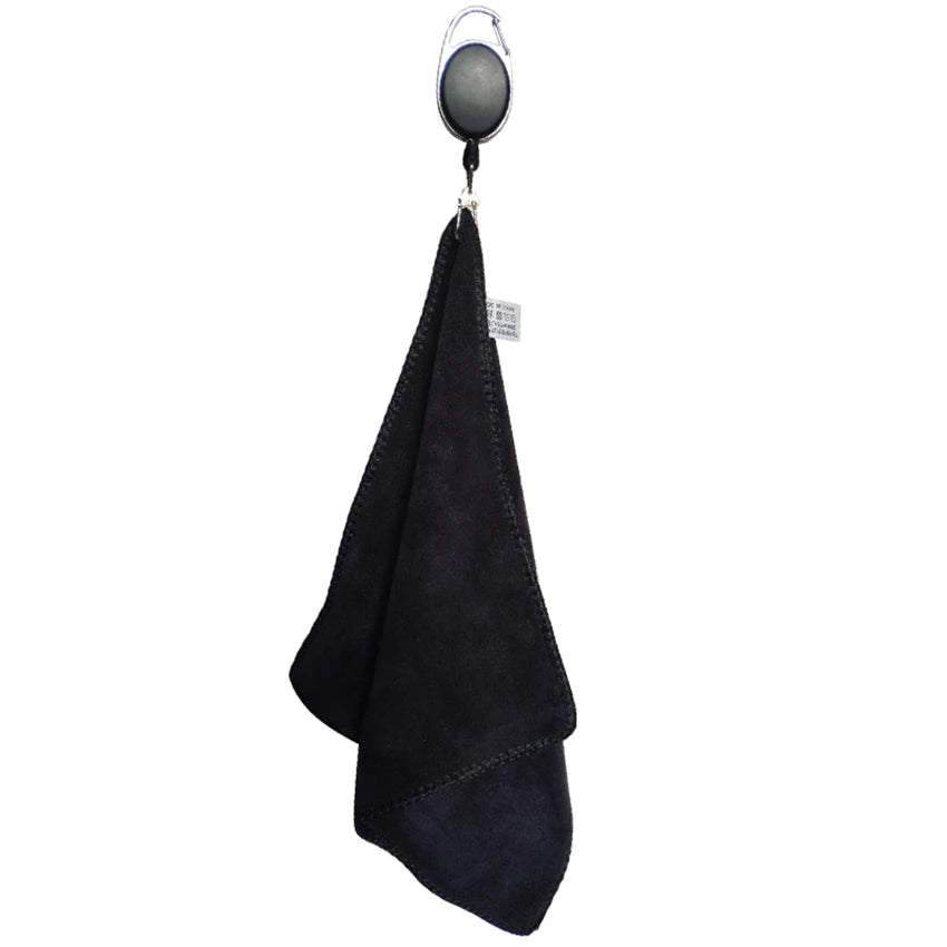 Black Golf Towel with Hook – Wet & Dry Cotton